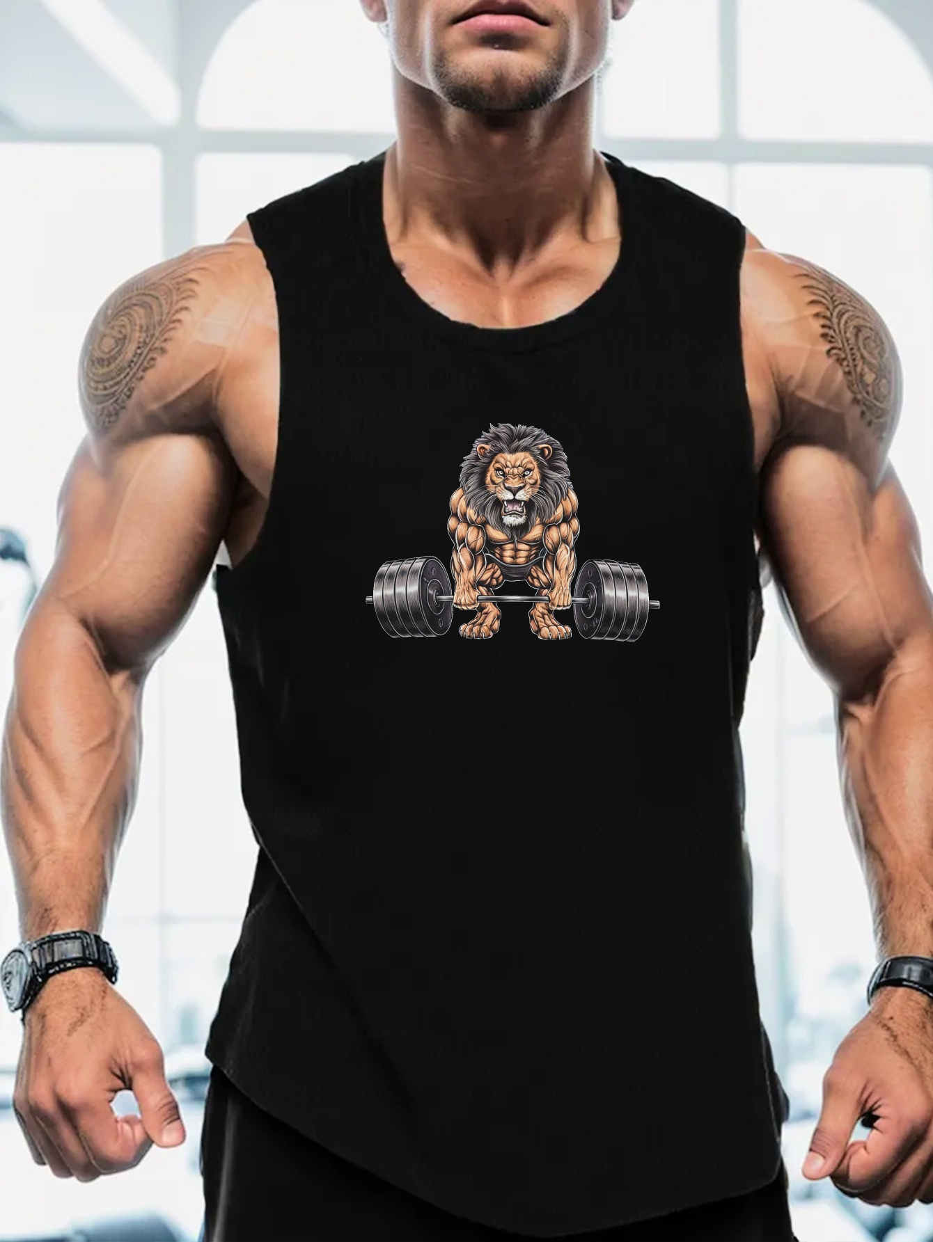 Muscle Lion Barbell Print Men' - Outdoor Sportswear review and price